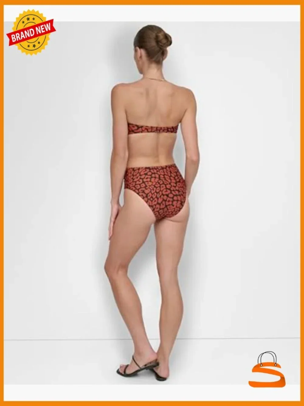U-Wire Bikini Set with Tummy Control, Mid Rise Shirred Bottoms, Size Medium